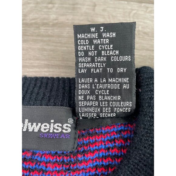 VTG 90s Edelweiss Ski Sweater Pullover Multicolor Abstract Geometric Knit Crew L - Picture 4 of 11